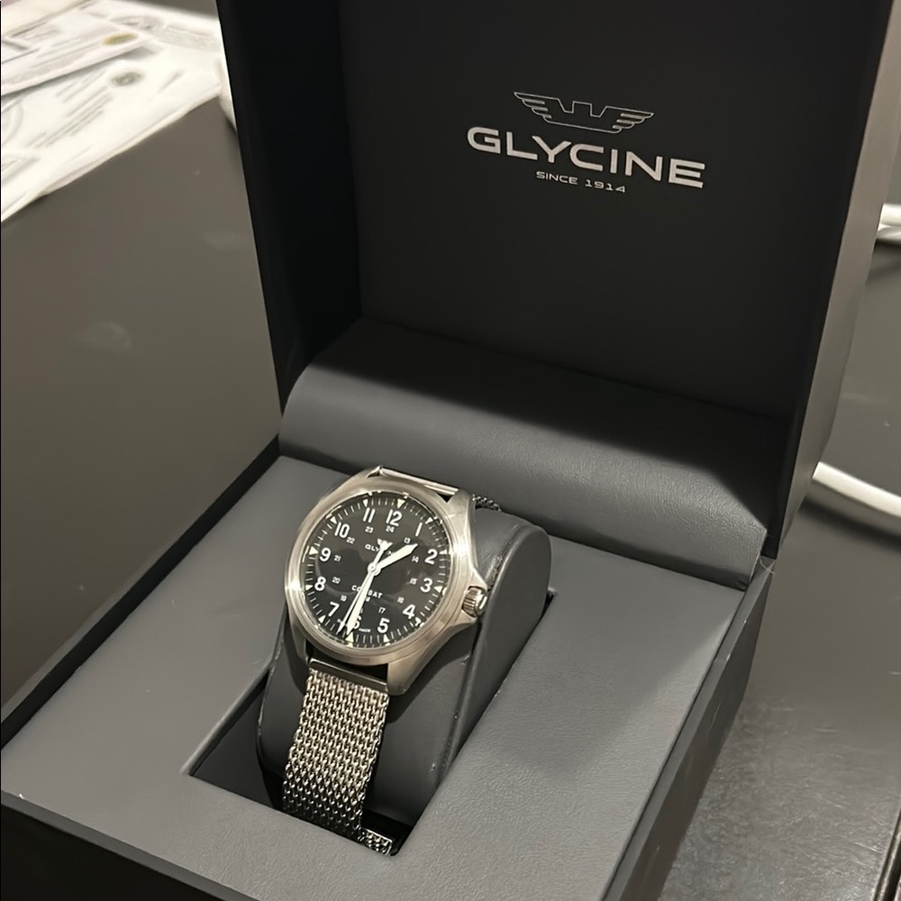 Glycine Combat Silver Mesh Watch